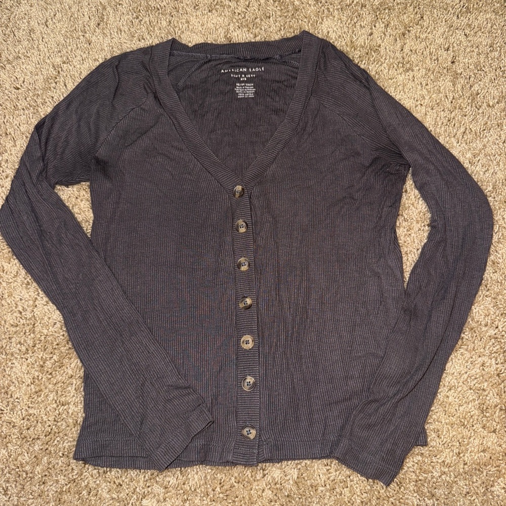 American Eagle Charcoal Ribbed Tee